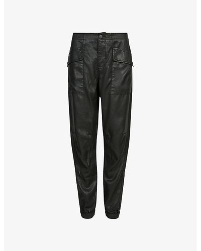 AllSaints Val High-rise Tapered Coated Woven Pants - Black