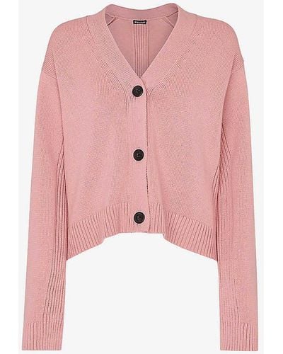 Whistles Nina Button-front Long-sleeve Cotton Cardigan - Pink