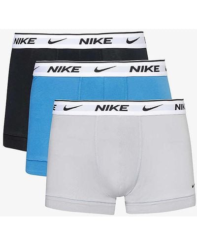 Nike Logo-waistband Pack Of Three Stretch-cotton Trunks - White