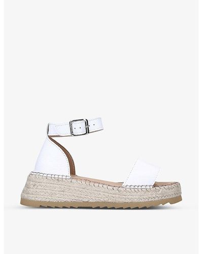 Carvela Kurt Geiger Chase Espadrille Flatform Leather Sandals - White