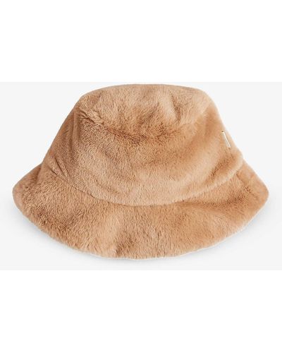 Ted Baker Prinnia Wide-brim Faux-fur Bucket Hat - Natural