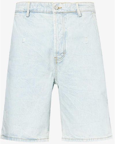 NAHMIAS Bleach Stone Slip-pocket Denim Shorts - Blue