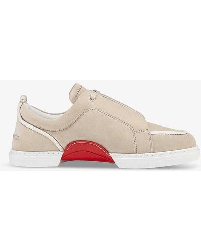 Christian Louboutin Jimmy Flat Contrast-panel Suede Low-top Trainers - White