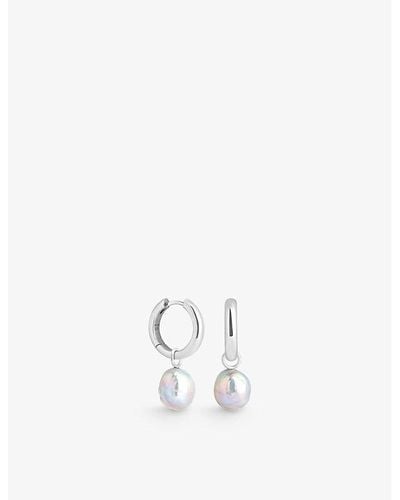 Astrid & Miyu Tranquillity Recycled Sterling- And Freshwater Pearl Hoop Earrings - White