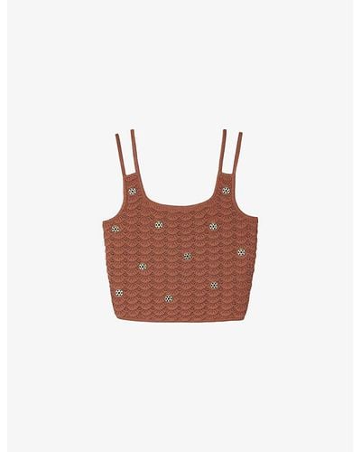 Sandro Hardware-embellished Knitted Top - Brown