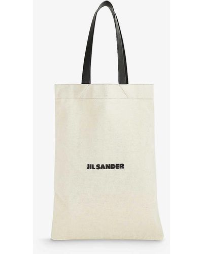 Jil Sander Book Grande Logo-print Cotton And Linen Tote Bag - Natural