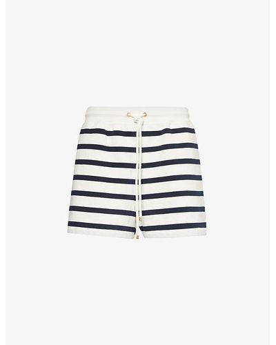 FRAME Drawstring-waist Striped Cotton-blend Shorts - White