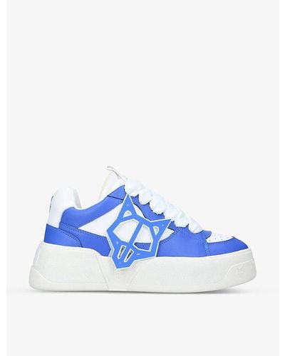 Naked Wolfe Kosa Detachable Logo-badge Leather Low-top Sneakers - Blue