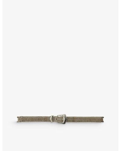 Maje Grooved-buckle Knitted Brass Belt - White