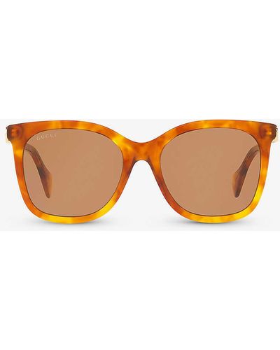 Gucci gg1071s Square-frame Tortoiseshell Acetate Sunglasses - Orange