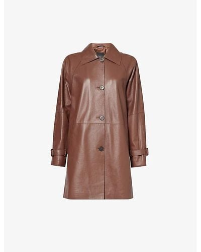 Weekend by Maxmara Nevada Collared Leather Coat - Brown