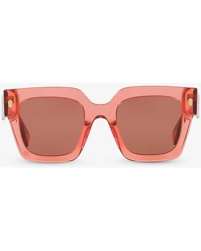 Fendi Fe40101i Roma Square-frame Acetate Sunglasses - Pink