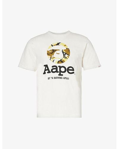 Aape Moonface Camo-print Regular-fit Cotton-jersey T-shirt X - White