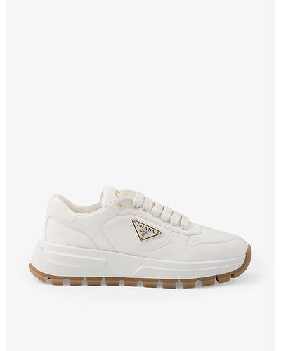 Prada Brand-plaque Leather Low-top Sneakers - White