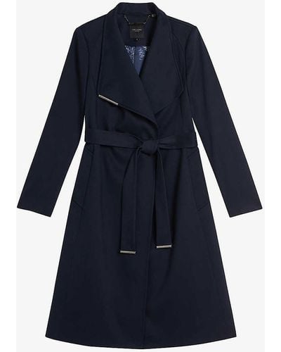 Ted Baker Rosina Wrap-front Belted Cotton Trench Coat - Blue