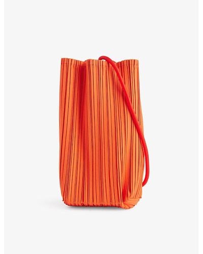 Pleats Please Issey Miyake Bloom Pleated Woven Shoulder Bag - Orange