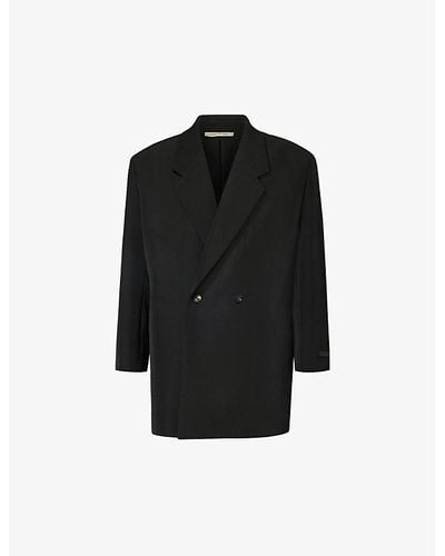 Fear Of God California Notched-lapel Oversized Wool And Cotton-blend Jacket - Black