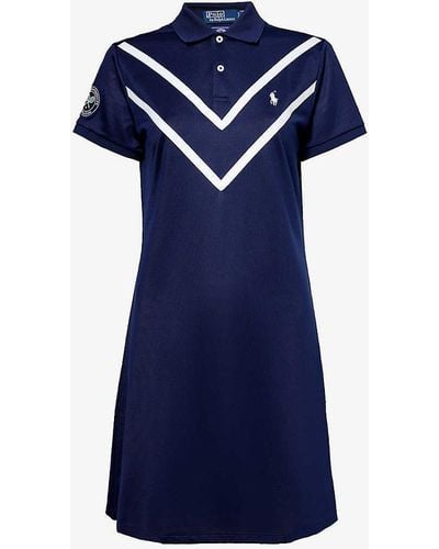 Polo Ralph Lauren X Wimbledon Recycled-polyester And Cotton Mini Dress - Blue