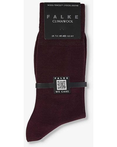 FALKE Climawool Branded-sole Stretch-knit Socks - Purple