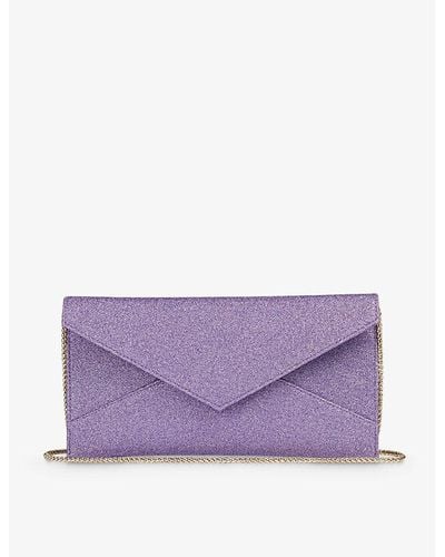 LK Bennett Kendall Glitter Envelope-shape Woven Clutch - Purple