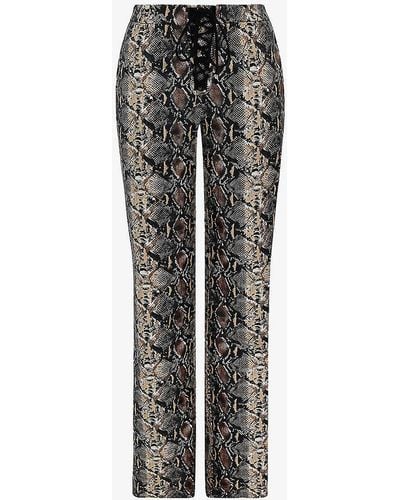 House Of Cb Serina Snake-print Straight-leg Low-rise Faux-leather Trouser - Gray
