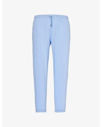 Derek Rose Basel Relaxed-fit Stretch-woven Pajama Bottoms Xx - Blue