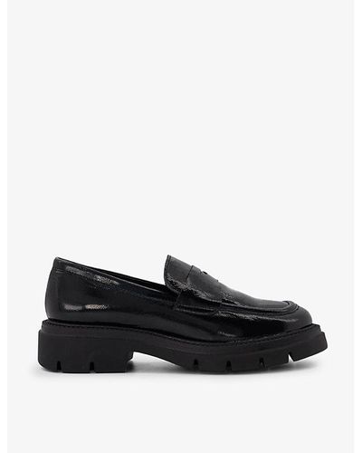 Dune Gracelyne Penny-trim Patent-leather Loafers - Black