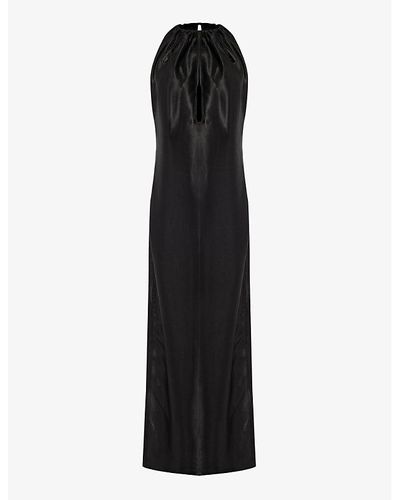 Bottega Veneta Knot-embellished Split-hem Woven Maxi Dress - Black