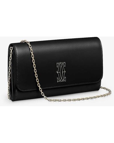 Cartier Brand-foiled Leather Wallet On-a-chain - Black