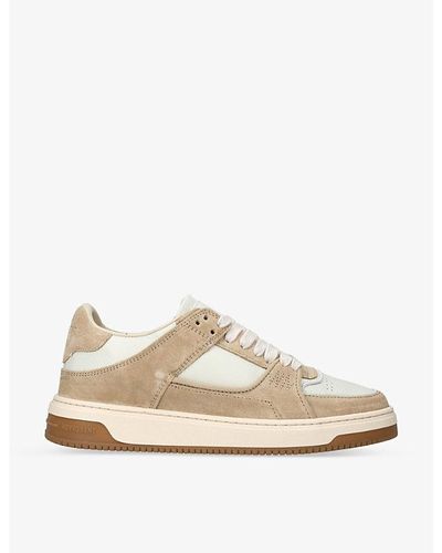 Represent Apex Brand-plaque Suede And Leather Low-top Trainers - Natural