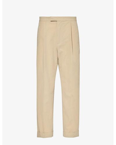 Beams Plus Pleated Tapered-leg Cotton-blend Pants X - Natural