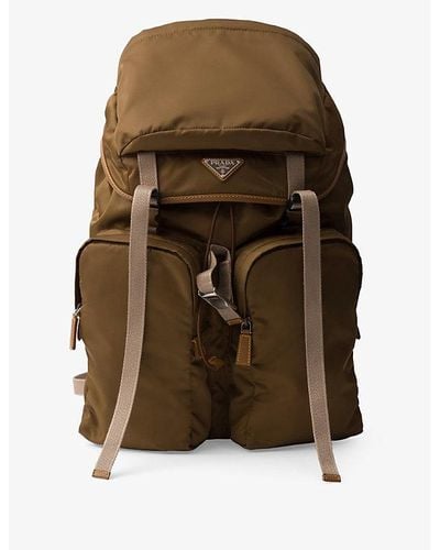 Prada Re-nylon And Leather Backpack - Brown