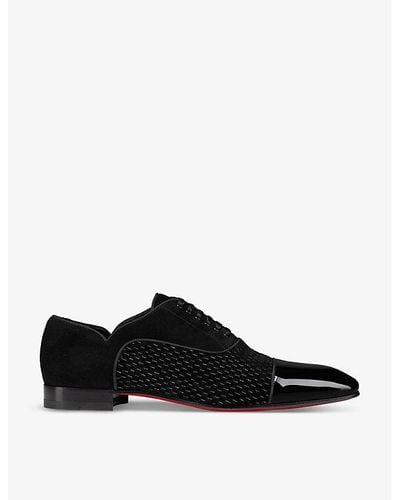 Christian Louboutin greggy Chick Patent-leather And Suede Oxford Shoes - Black