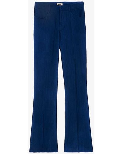 Zadig & Voltaire Pistol High-rise Flared-leg Woven Trousers - Blue