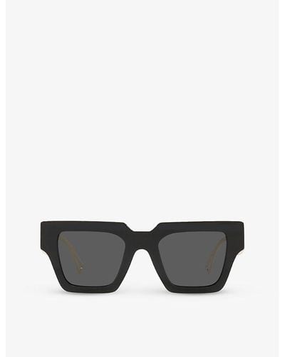 Versace Ve4431 Logo Cut-out Acetate Sunglasses - Grey