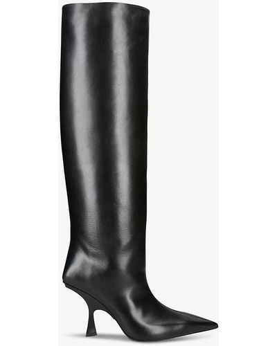 The Attico Ester Knee-high Leather Heeled Boots - Black