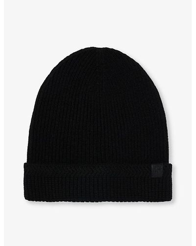 Tom Ford Branded-patch Wool And Cashmere-blend Beanie Hat - Black