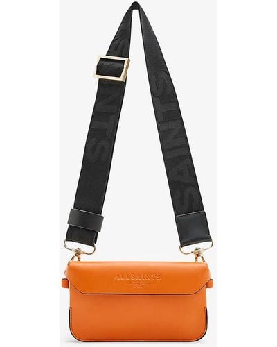 AllSaints Zoe Logo-debossed Leather Cross-body Bag - Orange
