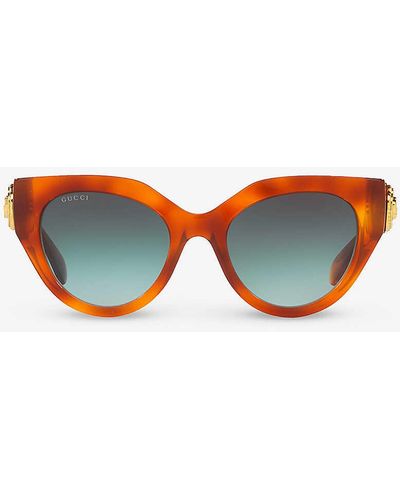 Gucci Gc002117 gg1408s Cat-eye-frame Acetate Sunglasses - Blue