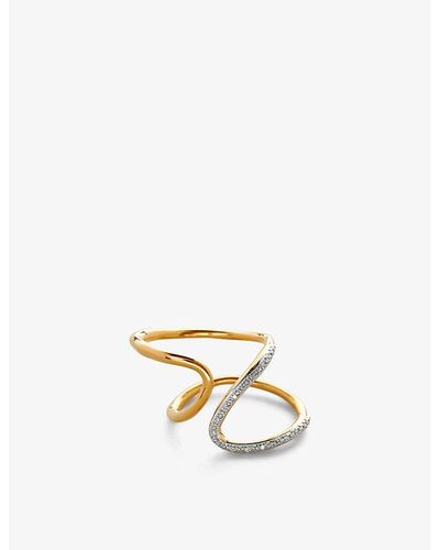 Monica Vinader Riva 0.04ct Diamond And 18ct -plated Vermeil Sterling Silver Open Ring - Metallic