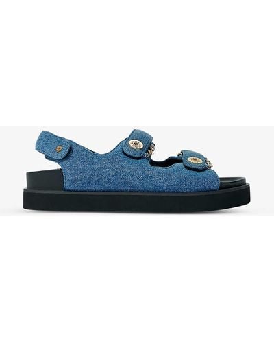 Maje Clover-embellished Flat Denim Sandals - Blue