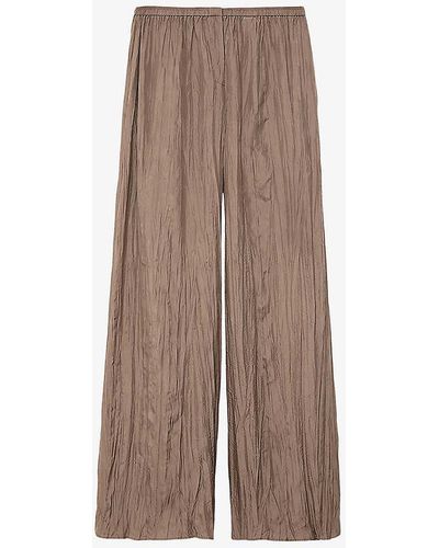 JOSEPH Thoresby Wide-leg Relaxed-fit Silk-habotai Trousers - Brown