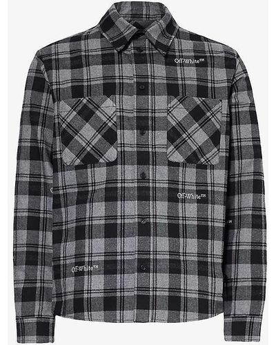 Off-White c/o Virgil Abloh Checked Logo-embroidered Cotton Shirt - Multicolour