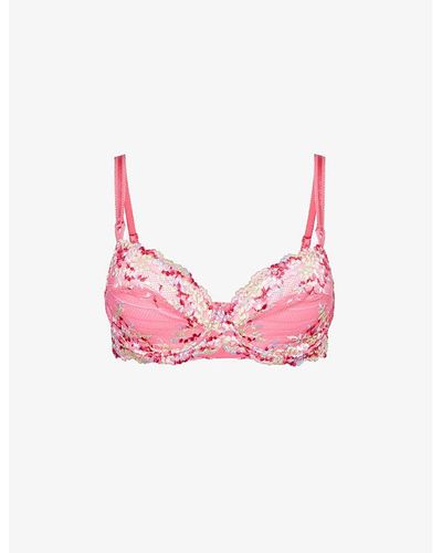 Wacoal Embrace Floral-embroidered Underwired Stretch-lace Bra - Pink