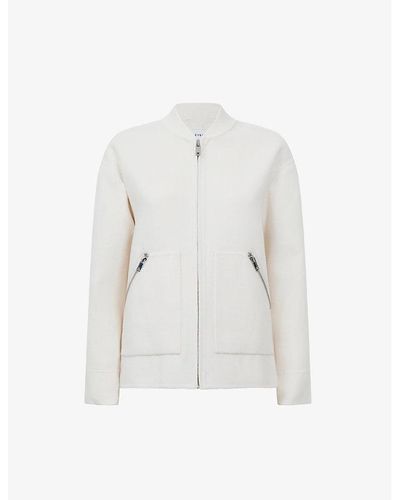 Reiss Immy Relaxed-fit Wool And Recycled-polyester Bomber - White