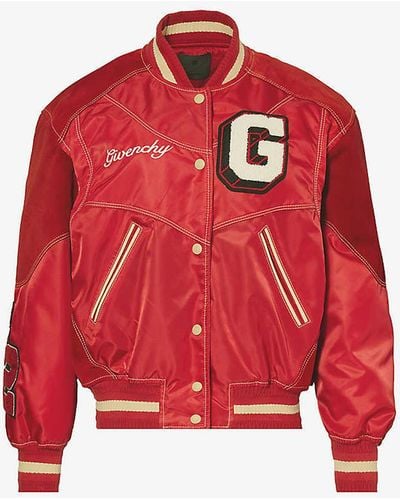 Givenchy Brand-appliqué Relaxed-fit Shell Jacket - Red