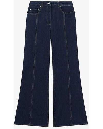 Reiss Juniper High-rise Flared-leg Stretch-denim Jeans - Blue