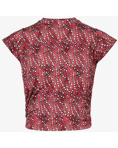 Isabel Marant Juviana Abstract-pattern Stretch-woven Top - Red