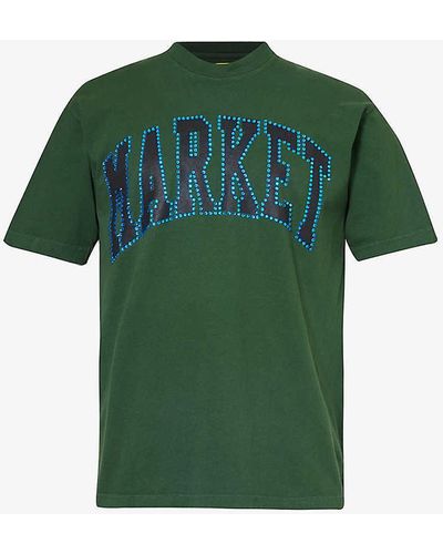 Market Rhinestone-embellished Crewneck Cotton-jersey T-shirt X - Green