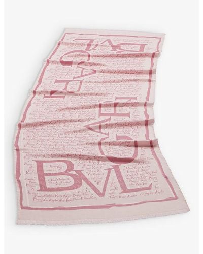 BVLGARI Lettere Maxi Metropolis Branded Silk And Wool-blend Stole - Pink